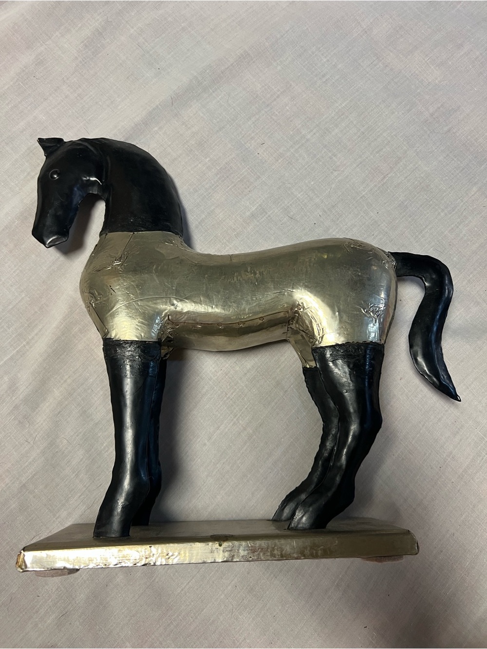 Handcrafted Black and Silver Horse Sculpture - Brand